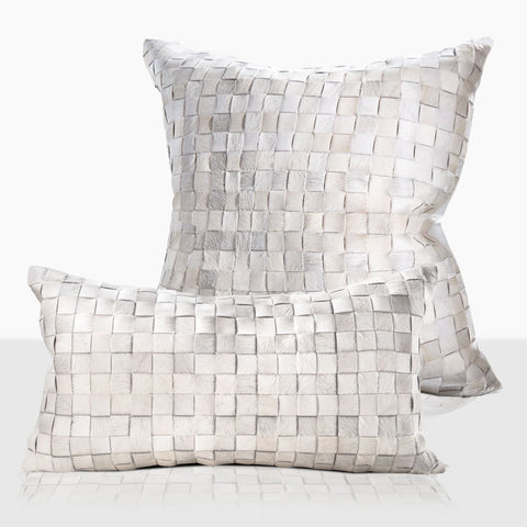 Adagio Real Cowhide Lumbar Pillow w/ Feather Down Insert - Ivory - www.urban-equestrian.com