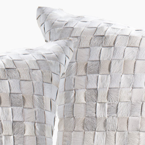 Adagio Real Cowhide Lumbar Pillow w/ Feather Down Insert - Ivory - www.urban-equestrian.com