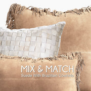 Adagio Real Cowhide Lumbar Pillow w/ Feather Down Insert - Ivory - www.urban-equestrian.com
