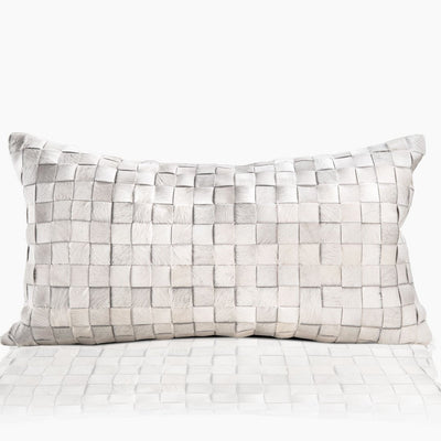Adagio Real Cowhide Lumbar Pillow w/ Feather Down Insert - Ivory - www.urban-equestrian.com