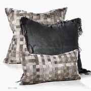 Adagio Real Cowhide Lumbar Pillow w/Feather Down Insert - Grey - www.urban-equestrian.com