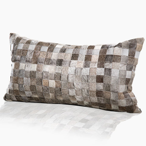 Adagio Real Cowhide Lumbar Pillow w/Feather Down Insert - Grey - www.urban-equestrian.com