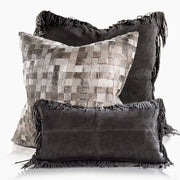 Adagio Real Cowhide Lumbar Pillow w/Feather Down Insert - Grey - www.urban-equestrian.com