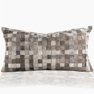 Adagio Real Cowhide Lumbar Pillow w/Feather Down Insert - Grey - www.urban-equestrian.com