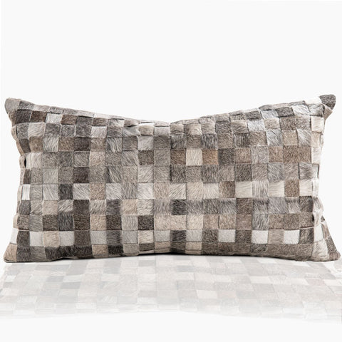 Adagio Real Cowhide Lumbar Pillow w/Feather Down Insert - Grey - www.urban-equestrian.com