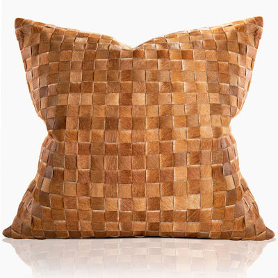 Adagio Real Cowhide Square Pillow w/ Feather Down Insert - Brown - www.urban-equestrian.com
