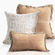 Adagio Real Cowhide Square Pillow w/ Feather Down Pillow - Ivory - www.urban-equestrian.com
