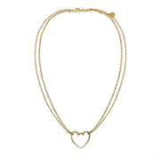 Ava Double Chain Heart Necklace - Gold - www.urban-equestrian.com