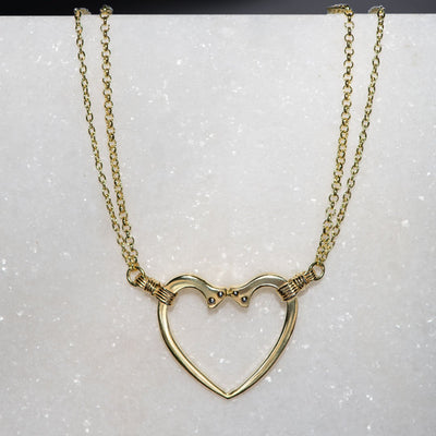 Ava Double Chain Heart Necklace - Gold - www.urban-equestrian.com
