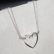 Ava Double Chain Heart Necklace - Silver - www.urban-equestrian.com