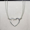 Ava Double Chain Heart Necklace - Silver - www.urban-equestrian.com