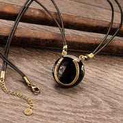 Black Onyx & Leather 14K Gold Vermeil Horseshoe Necklace - www.urban-equestrian.com