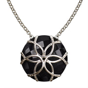 Black Onyx Medallion Horseshoe Necklace - Sterling Silver - www.urban-equestrian.com