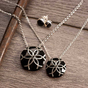 Black Onyx Medallion Horseshoe Necklace - Sterling Silver - www.urban-equestrian.com
