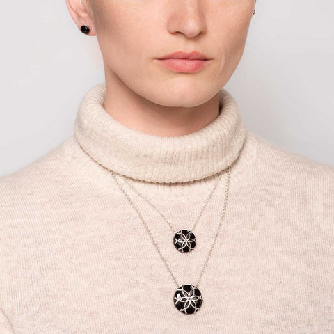 Black Onyx Medallion Horseshoe Necklace - Sterling Silver - www.urban-equestrian.com