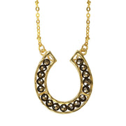 Capriole Horseshoe Necklace - Pyrite Stones & 14K Gold Vermeil - www.urban-equestrian.com