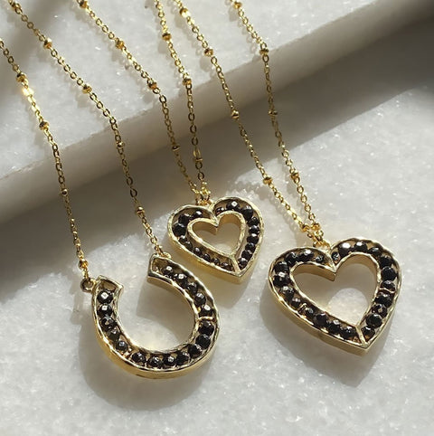 Capriole Sentiment Heart Necklace - Pyrite Stones & 14K Gold Vermeil - www.urban-equestrian.com