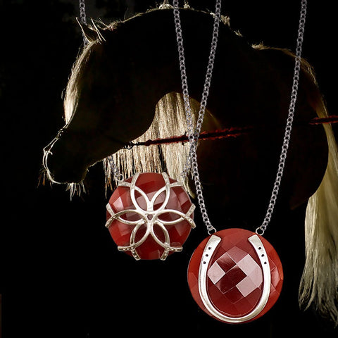 Carnelian Horseshoe Necklace - Sterling Silver - www.urban-equestrian.com