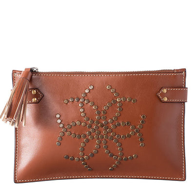 Cavalier Leather Clutch Bag - Chestnut Brown Leather