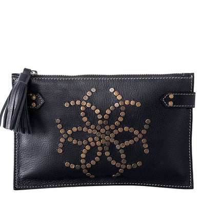 Cavalier Leather clutch - Black Leather - www.urban-equestrian.com