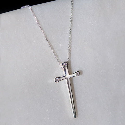 Charmed Cross Necklace - Silver - www.urban-equestrian.com