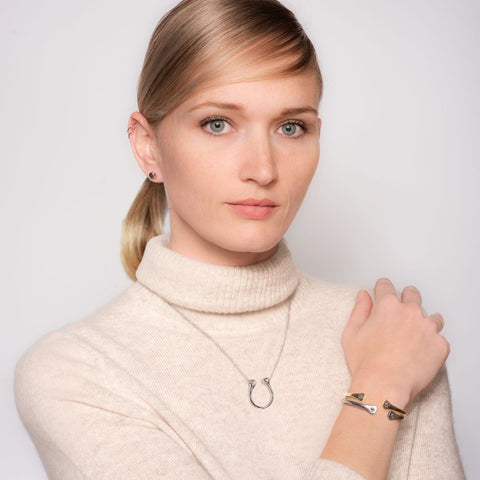 Charmed Horseshoe Nail Cuff- Silver - www.urban-equestrian.com