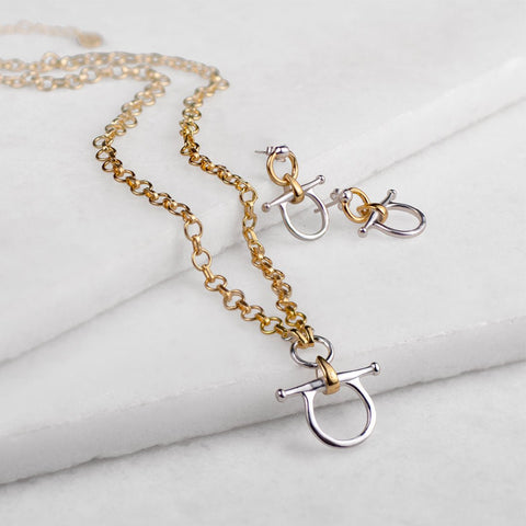 Chelsea Snaffle Bit Earrings - Two Tone - www.urban-equestrian.com