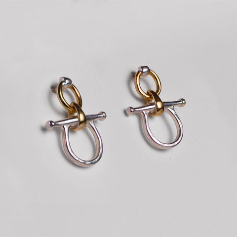 Chelsea Snaffle Bit Earrings - Two Tone - www.urban-equestrian.com