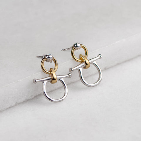Chelsea Snaffle Bit Earrings - Two Tone - www.urban-equestrian.com