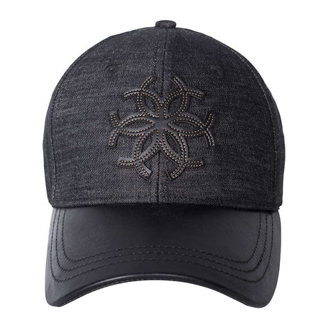 Classic leather Ball Cap - Black Denim & Leather - www.urban-equestrian.com