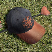 Classic Leather Ball Cap - Blue Denim & Chestnut Brown Leather - www.urban-equestrian.com