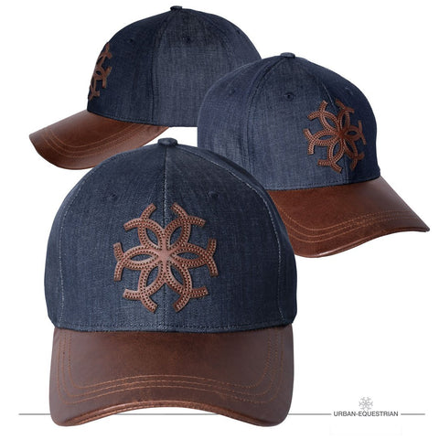 Classic Leather Ball Cap - Blue Denim & Chestnut Brown Leather - www.urban-equestrian.com