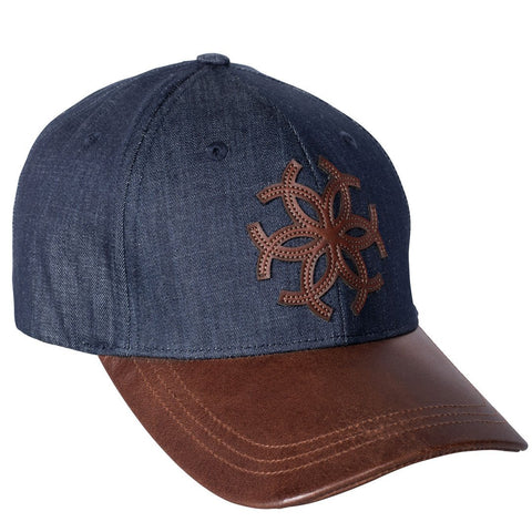 Classic Leather Ball Cap - Blue Denim & Chestnut Brown Leather - www.urban-equestrian.com