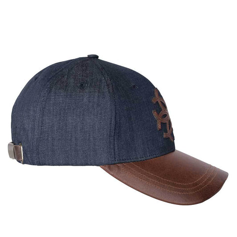Classic Leather Ball Cap - Blue Denim & Chestnut Brown Leather - www.urban-equestrian.com