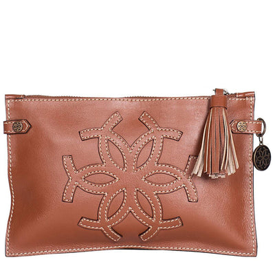 Classique Leather Clutch - Chestnut Brown
