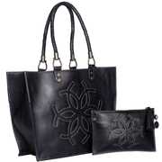 Classic Leather Tote Handbag - Black Leather - www.urban-equestrian.com