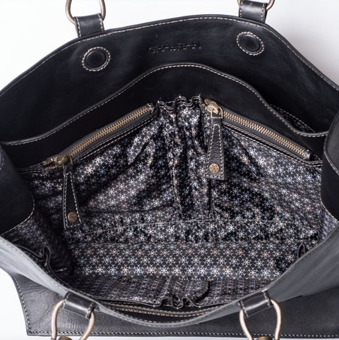 Classic Leather Tote Handbag - Black Leather - www.urban-equestrian.com