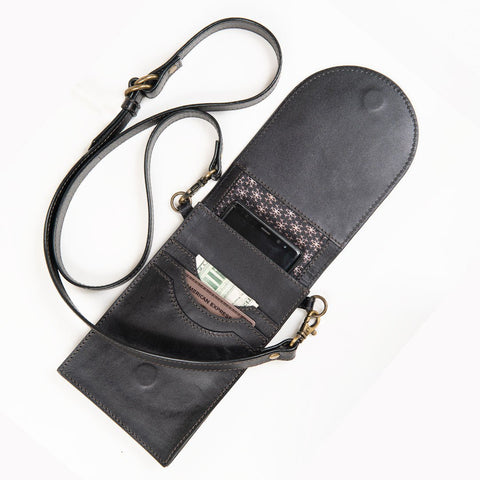 Classique Cell Phone Tote - Black Leather - www.urban-equestrian.com