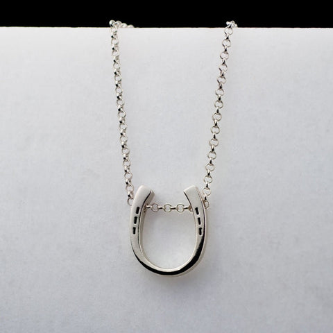 Kelly Herd Double Horseshoe Necklace Sterling CZ