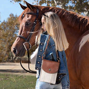 Cordova Leather & Jute Crossbody Bag- Chestnut - www.urban-equestrian.com