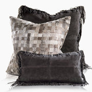 Coronado Suede Lumbar Pillow w/ Feather Down Insert - Black - www.urban-equestrian.com