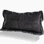 Coronado Suede Lumbar Pillow w/ Feather Down Insert - Black - www.urban-equestrian.com