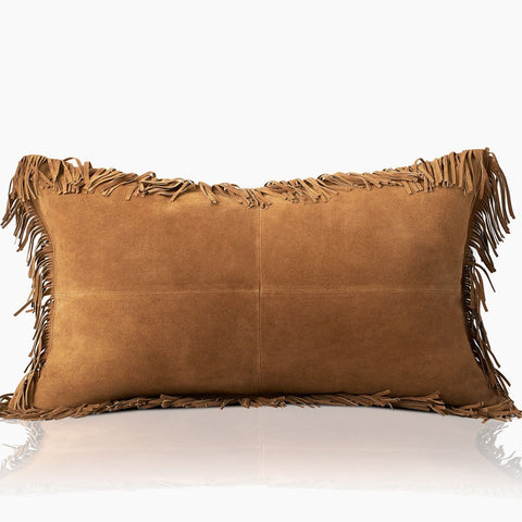Coronado Suede Lumbar Pillow w/ Feather Down Insert - Chestnut - www.urban-equestrian.com