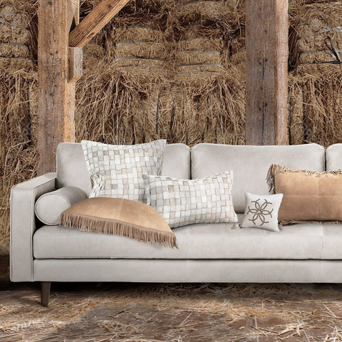 Coronado Suede Square Pillow w/Feather Down Insert - Chestnut - www.urban-equestrian.com