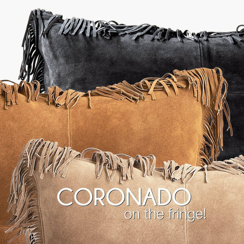 Coronado Suede Square Pillow w/Feather Down Insert - Chestnut - www.urban-equestrian.com