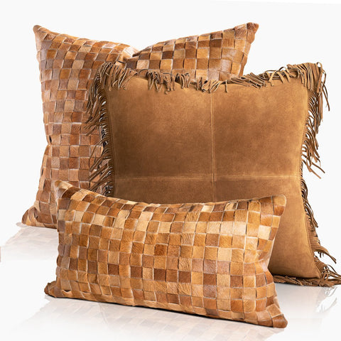 Coronado Suede Square Pillow w/Feather Down Insert - Chestnut - www.urban-equestrian.com