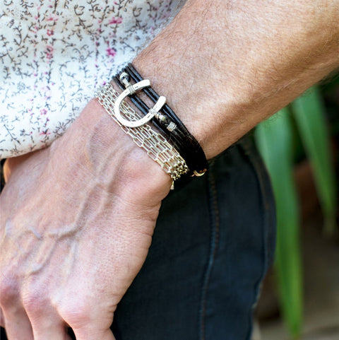 Devlin For The Boys Hammered Horseshoe Bracelet - Sterling Silver - www.urban-equestrian.com