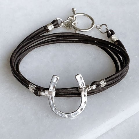 Devlin For The Boys Hammered Horseshoe Bracelet - Sterling Silver - www.urban-equestrian.com