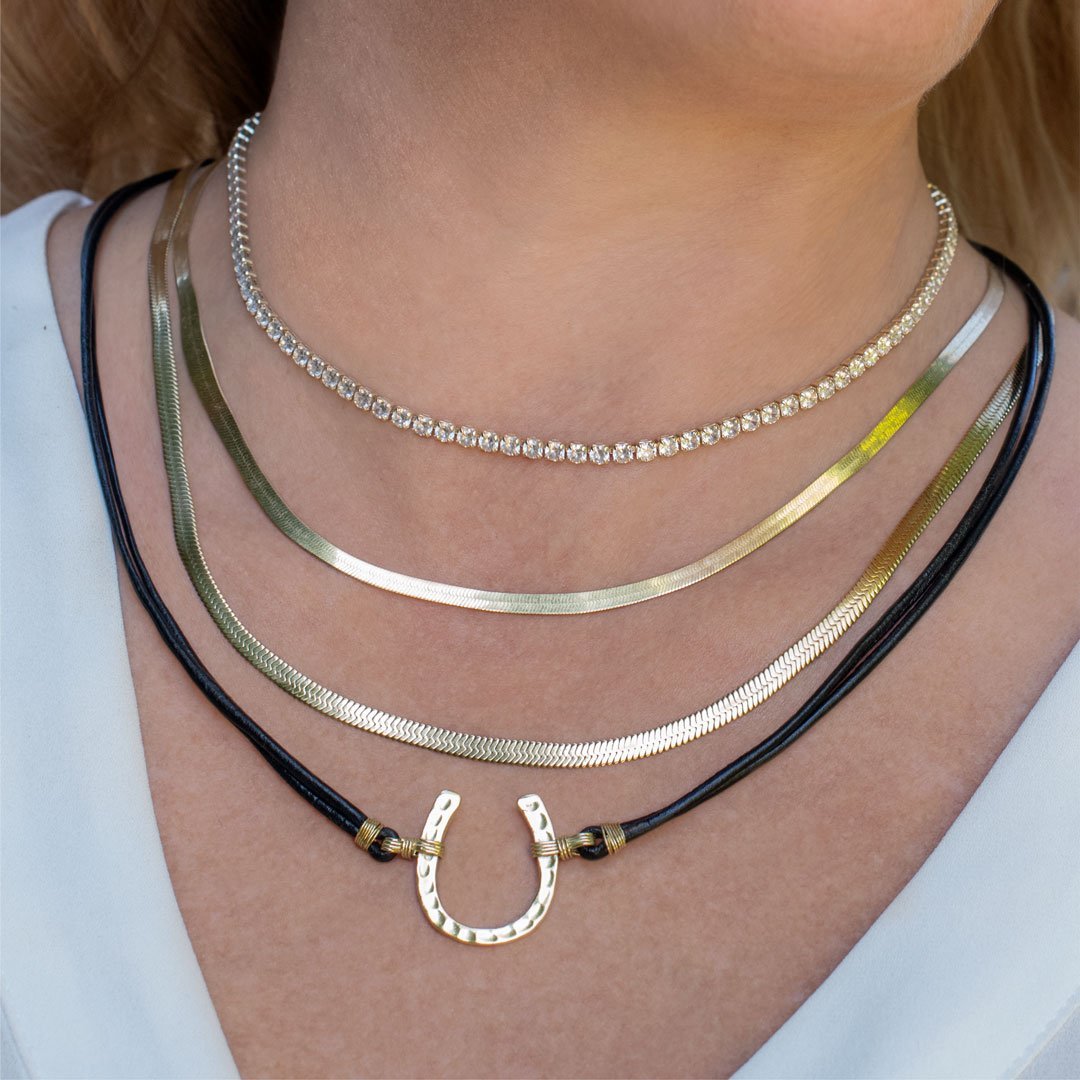 Devalyn long necklace in gold sale