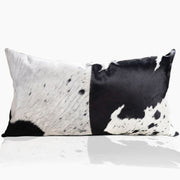Domino Black & White Real Cowhide Lumbar Pillow w/ Feather Down Insert - Combo - www.urban-equestrian.com